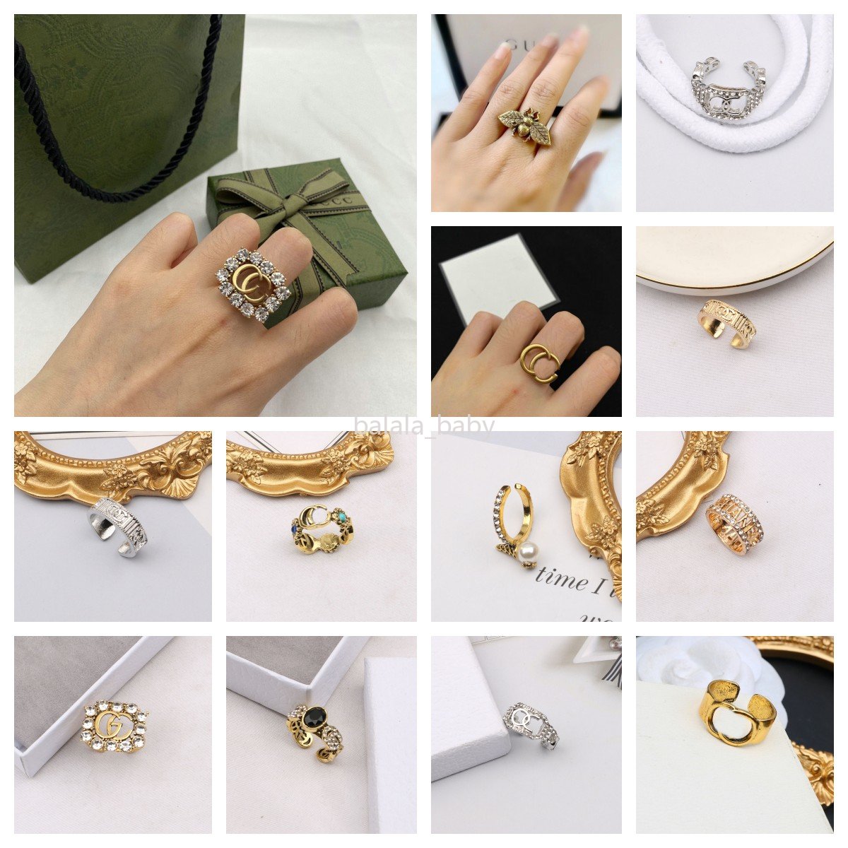 

20 Style Fashion Style Lady Rings Women Love Charms Wedding Jewelry Supplies 18K Gold Plated Crystal Metal Daisy Ring Jewelry Woman