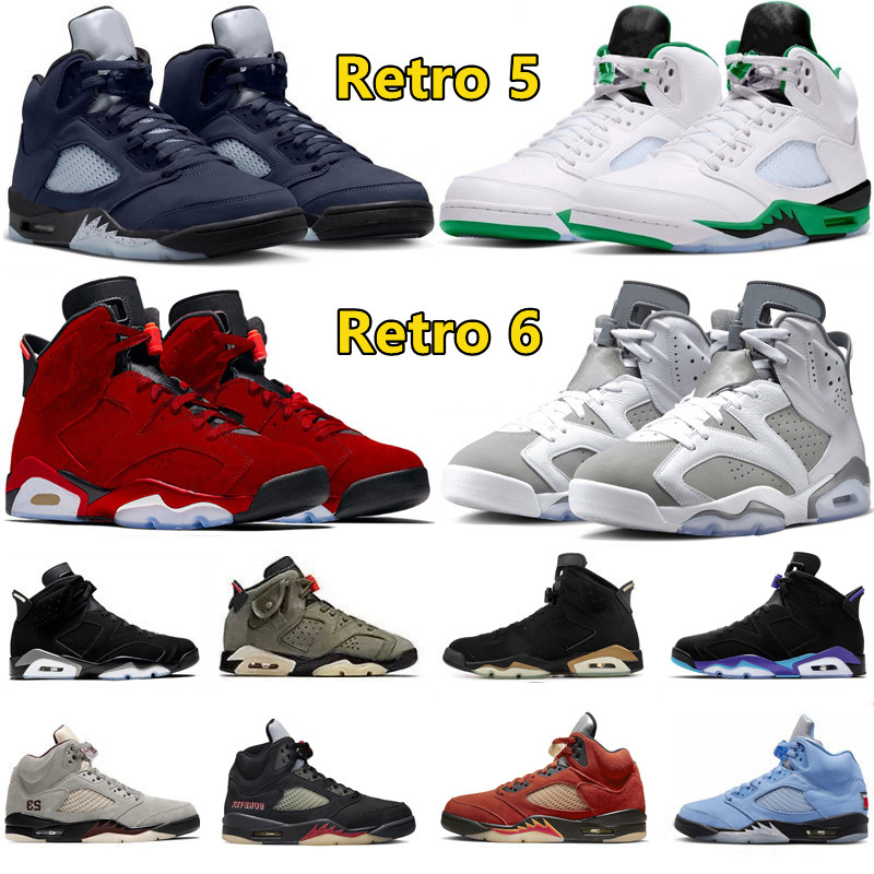 

Jumpman 5 retro 6 Mens Basketball Shoes Lucky Green Aqua Cool Grey Donda West Bluebird Oreo UNC Georgetown Carmine Sail Metallic Silver 5s 6sTrainers Sports Sneakers, Color#6