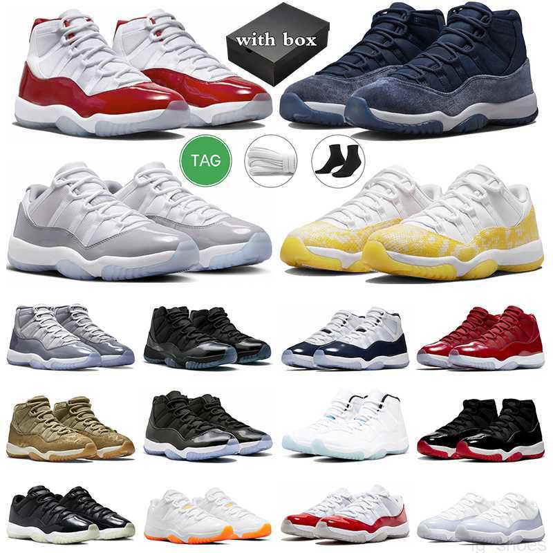 

with Box 11 Cherry 11s Basketball Shoes Men Women Cement Grey Yellow Snakeskin Midnight Navy Pure Violet Cap and Gown Bred Jumpman 11 Sports Sneakers Outdoor Shoe, Heiress
