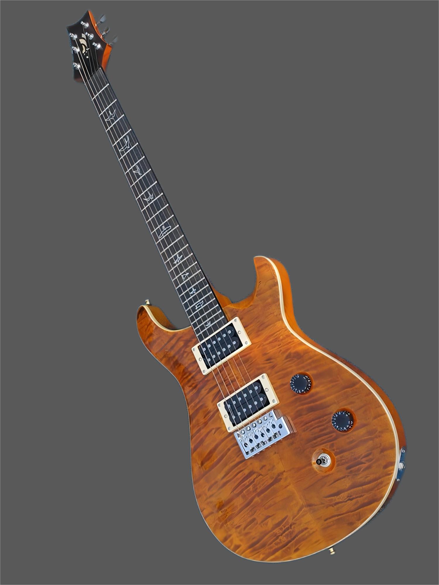 

China wholesale PRS electric guitar OEM, quilted maple veneer, Grimace white standard bindi
