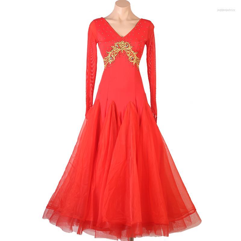 

Stage Wear 2023 Ballroom Dance Dress Women Costume Tango Clothing Adult Waltz Dresses Clothes MQ361, Red