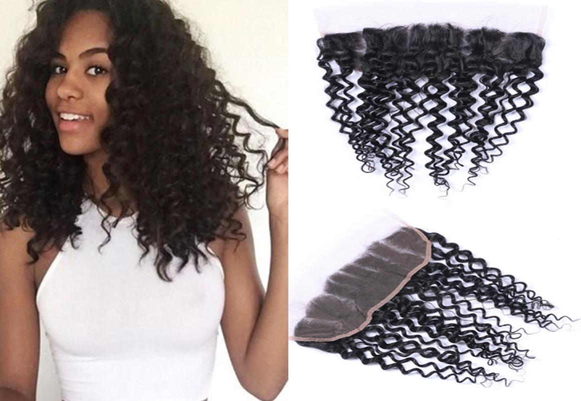 

Curly 13x4 Ear to Ear Full Lace Fontals With Baby Hair Cheap Virgin Peruvian Remy Human Hair Lace Frontal Closure Bleached Knots8174693, Natural color