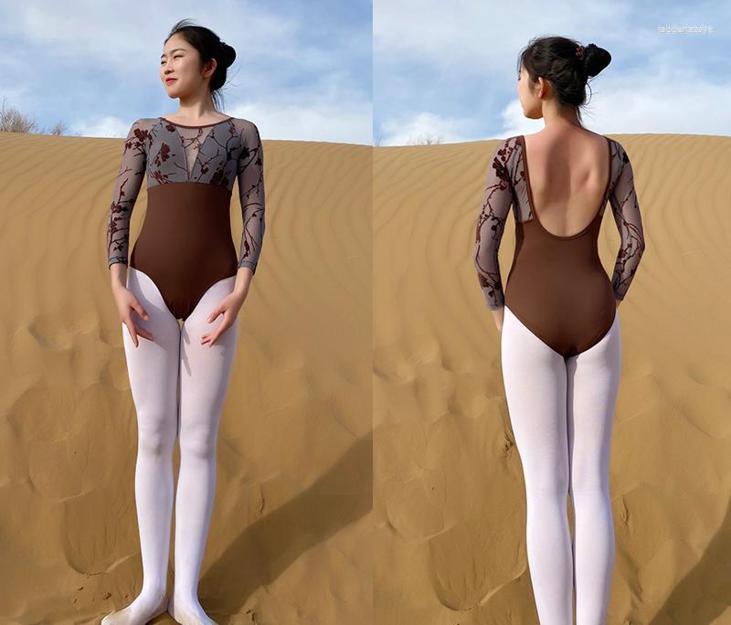 

Stage Wear Ballet Leotards Vest Adult Elegant Practice Dancing Women High Quality Dance Team Gymnastics Coverall, Bl100 medium sleeve