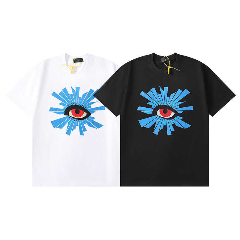 

Summer new men's T-shirt designer quality fun eye print men and women with the same paragraph loose casual round neck short sleeve, White