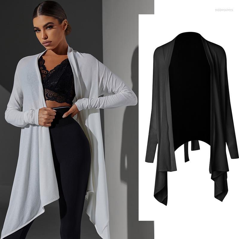 

Stage Wear White Black Irregular Latin Dance Cardigan Women Long Sleeves Ballroom Dancing Top Adults Practice SL7959