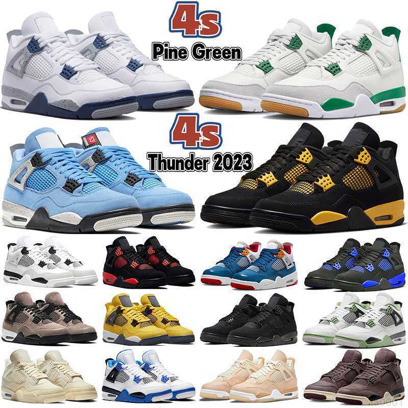 

New Jumpman 4 4s Basketball Shoes Thunder Pine Green Military Black Midnight Navy Seafoam University Blue Black Cat Taupe Haze Messy Room Men Women Sports Sneakers, 28 royalty