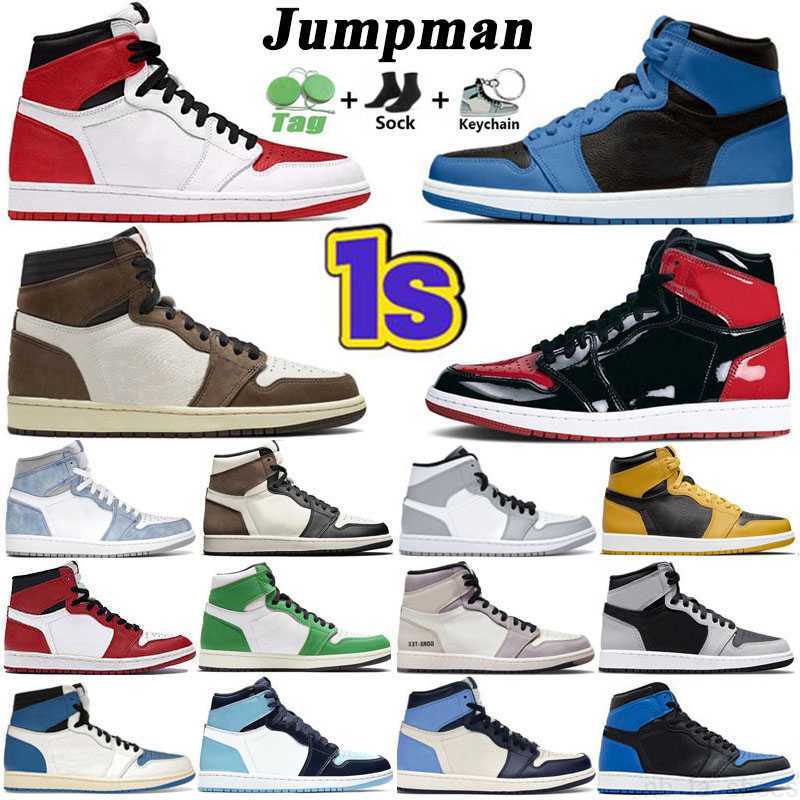 

Mens 1 High OG basketball shoes Jumpman 1s Rebellionaire Heritage Bred Patent Dark Marina Blue University UNC Men Women Sneakers Trainers Size 36-46, 28