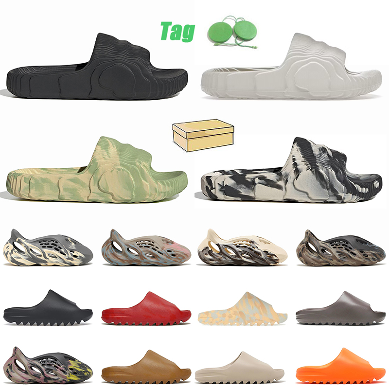 

foam runners sandal adilette 22 slippers yeeze slides size 36-47 desert sand bone glow green enflame orange ochre resin soot blue onyx pure sandals slide slipper, A6 magic lime desert sand 36-45