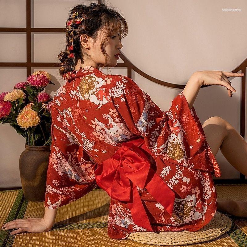 

Ethnic Clothing Kimono Pajamas For Women Sexy Japanese Costumes Tempting Sleepwear Bath Robe Anime Cosplay Performance Lingerie Haori