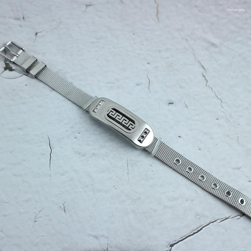 

Charm Bracelets Soft Metal Wrist Strap Adjustable Bracelet Simple Hand Hollow Titanium Steel Couple Valentines Day GiftCharm Raym22