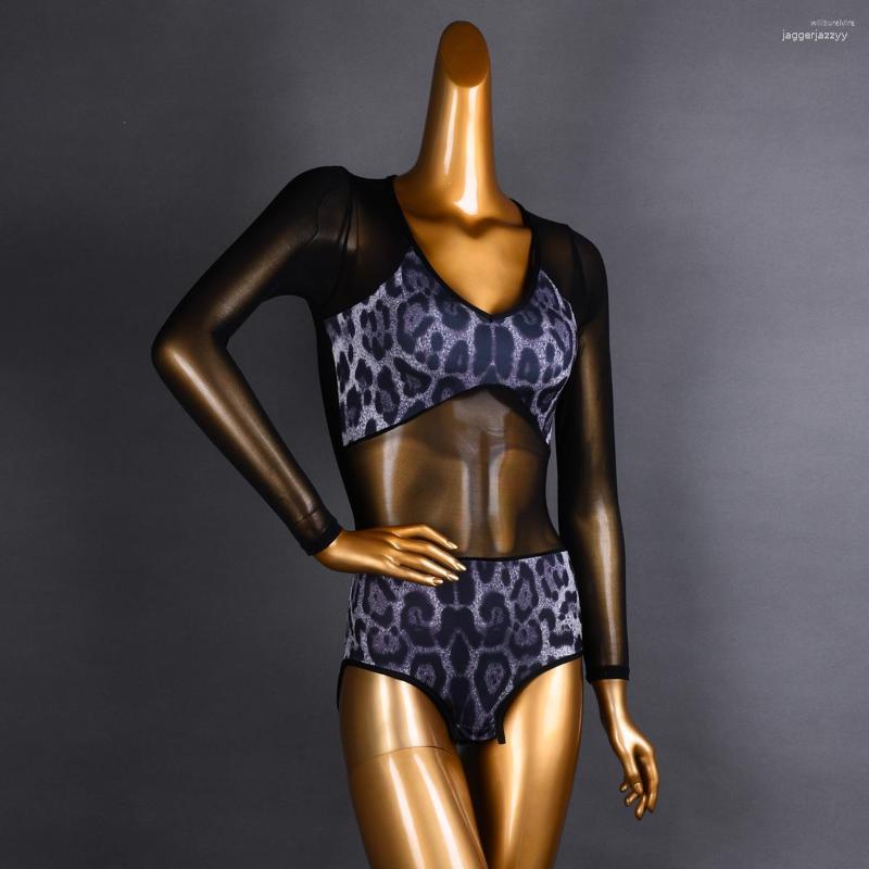 

Stage Wear Mesh Latin Dance Blouse Women Salsa Dancewear Ballroom Practice Costume Tango Outfit Sexy Bodysuit JL3225, Only bodysuit
