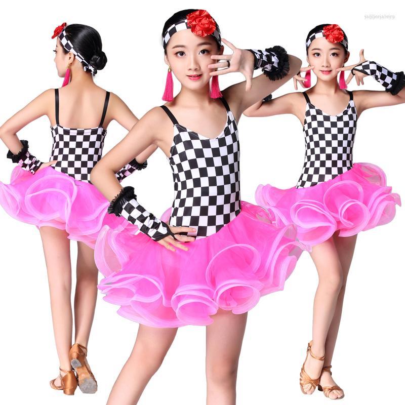 

Stage Wear Latin Dance Dress For Girls 2023 Pink Sleeveless Ladies Children Ballroom Samba Rumba Competition, Rose red