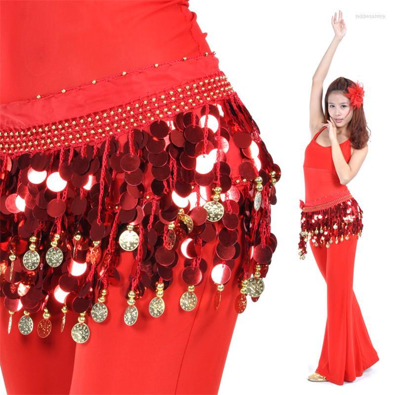 

Stage Wear Fashion Belly Dance Hip Scarf Women Dancing Chiffon Colors Squins Belt Girls BellyDance, Sky blue