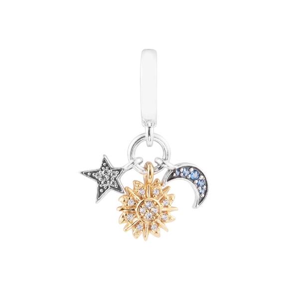 

Summer New 925 Sterling Silver Celestial Triple Dangle Charm Fit Pandora Bracelet & Bangle Beads DIY Jewelry Accessories Gifts