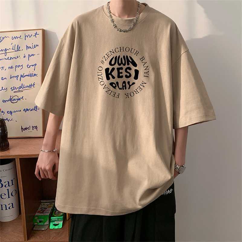 

Men's Short Sleeve T-shirt Summer Thin Fashion Brand Loose Couple Top Boys' Cotton Bottom T-shirt, White 5115