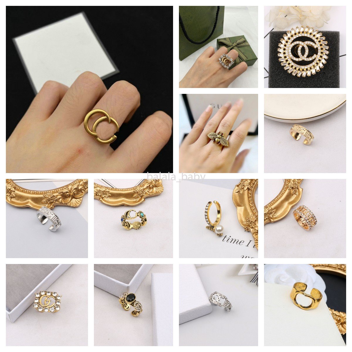 

20 Style Mixed Letter Band Rings for Womens Jewelry Fashion Luxury Designer Flower Diamond Ring Engagement Ring Open Adjustable