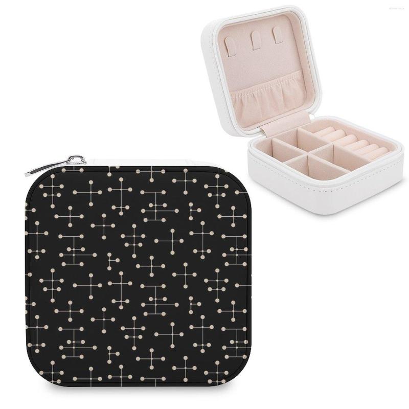 

Jewelry Pouches Midcentury Modern Dots 51 Storage Box Portable Leather Necklace Earrings Rings Jewellery 195s 196s 5s