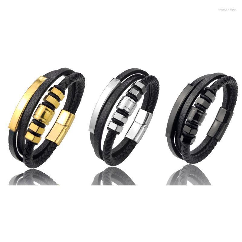 

Charm Bracelets Stainless Steel Braided Leather Bracelet For Men Women Gifts Wrist Band Magnet ClaspCharm CharmCharm Raym22