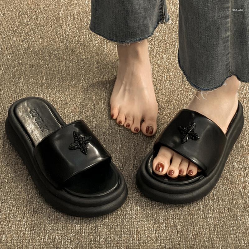 

Slippers Fashion Women Summer Thick Bottom Sandals Outdoor Non-Slip Slides Flip Flop Soft Casual Black Versatile Shoes Female