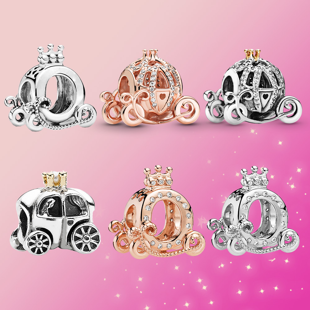 

925 Pounds Silver New Fashion Charm Original Round Beads, Pumpkin Cart Charm Shining Zircon Silver Jewelry, Compatible Pandora Bracelet, Beads