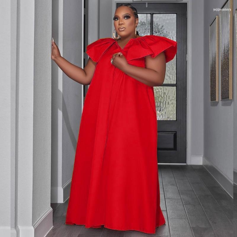 

Ethnic Clothing African Women Dress Solid Color Loose Fit Plus Size Summer 2023 Office Lady Robe Casual Africa Vestido Long