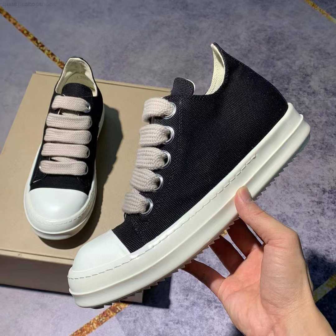 

luxury 2023 rick designer ro boots shoes owens Mens Canvas Low Shoes Sneakers Fashion Women Black Lace Up Martin with top materials Big, As pic3
