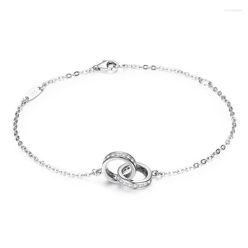 

Charm Bracelets Shining Zircon Round Rose Gold For Women Party Accessories Fashion Silver 925 Lady Bracelet Female Birthday Bijou Raym22