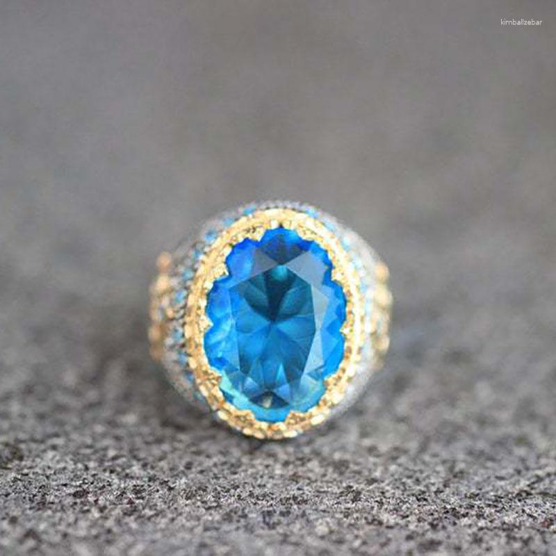 

Wedding Rings Fashionable Temperament Ring Accessories Trendy Color Separation Oval Atmospheric Wide Face Retro