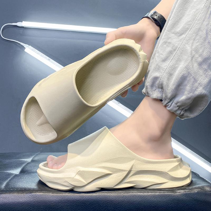 

Slippers Men Minimalist Single Band Slides Fashion Platform White EVA Soft Summer Design Sandals Casual Shoes, Black