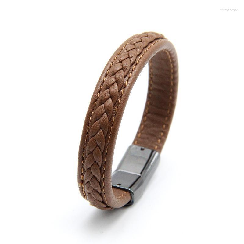 

Charm Bracelets NIUYITID 2023 Magnetic Clasp Bracelet Men Black Leather Jewelry Handmade Wristbands Gift For Cool Boys Raym22