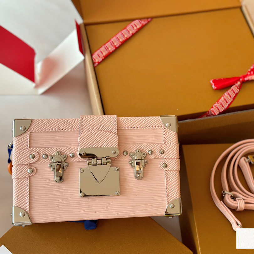 

Women Bags Pink Leather Trunk Basgs Fashion Mini Box Bags Matching Chain Straps Cute Cross Totes Lady Simple Style Shoulderbags, Sky blue-134#