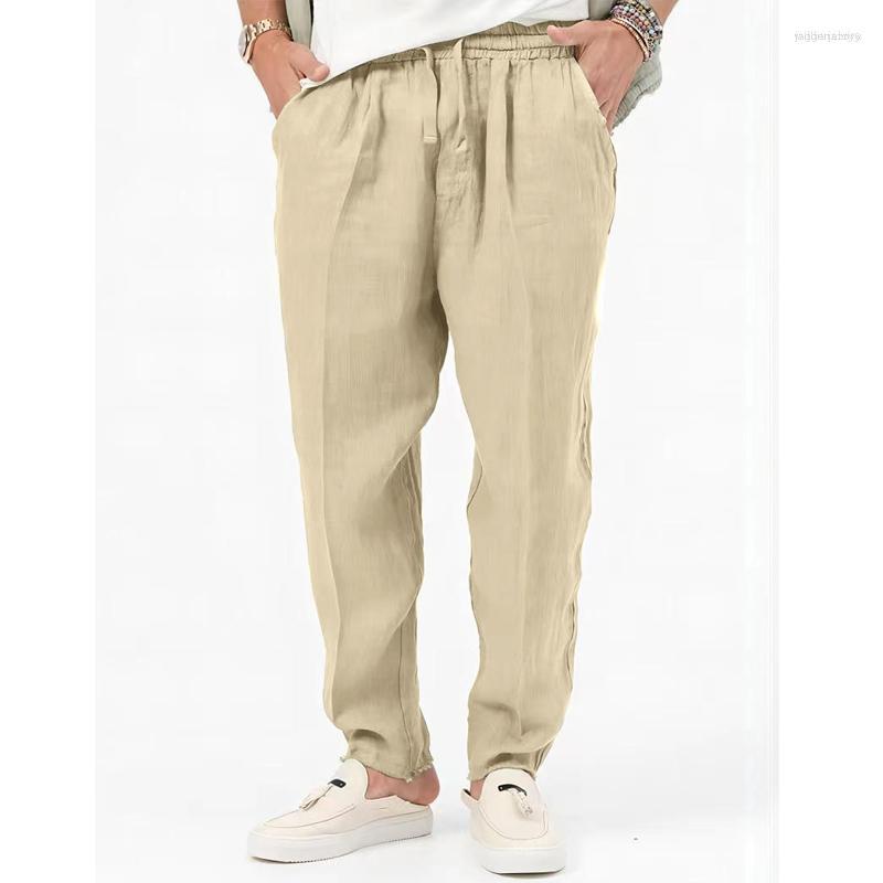 

Men's Pants Men's Vintage Cotton Linen Trousers Men Casual Solid Color Loose Drawstring Straight 2023 Spring Summer Leisure Mens Long, 03 light blue