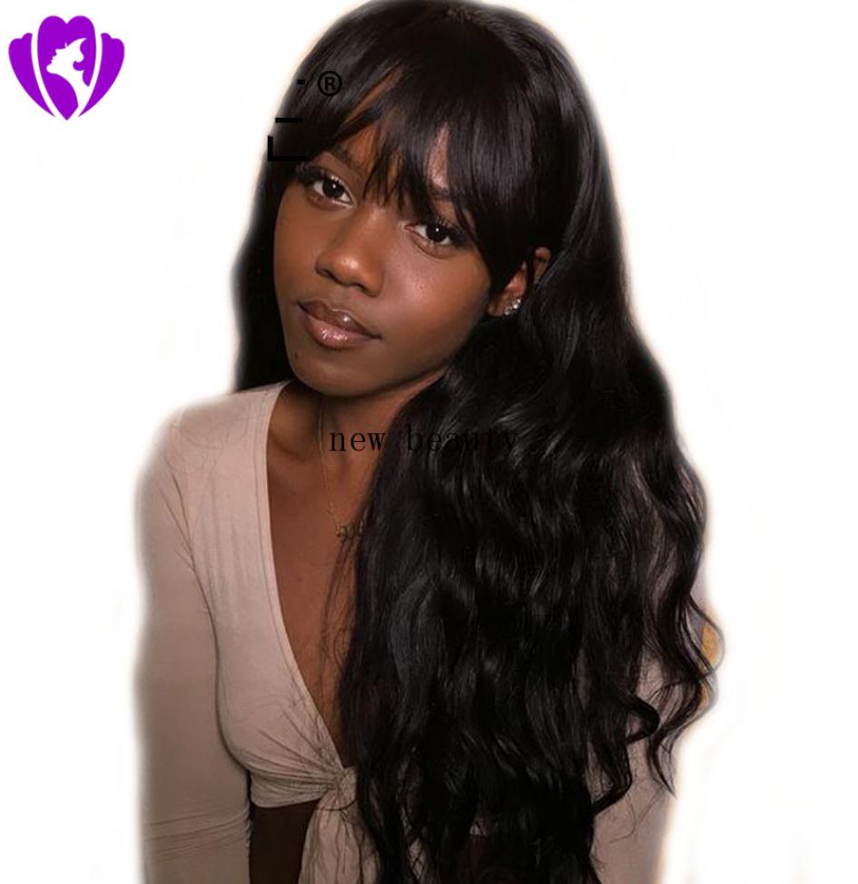 

High quality simulation brazilian human hair full wig with bang blackbrowngrey long body wavy Wigs for Black Women African Ameri8639471, Auburn