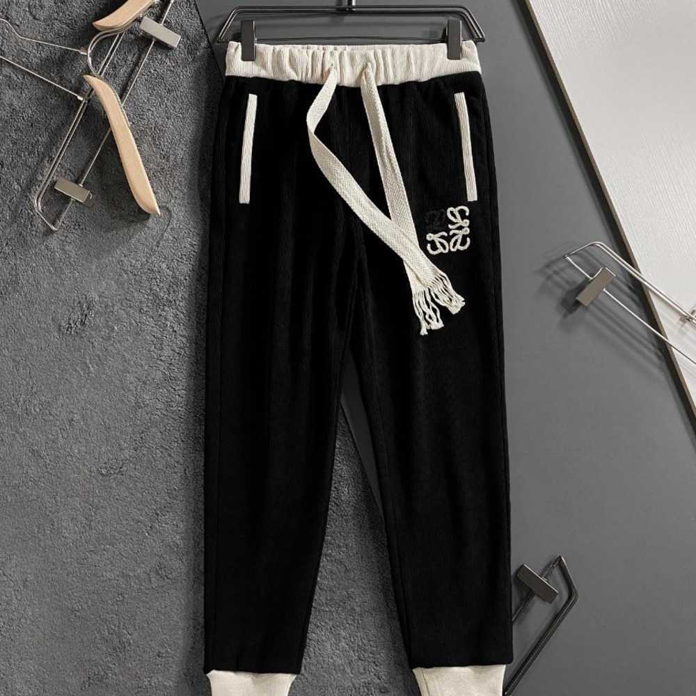 

Designer Fashion Clothing Casual Pant Loewe 2023 Spliced Ribbon Casual Spring Pants Mens and Womens Ins Fashion Embroidery Tied Leggings Pants Streetwear Jogger, Black