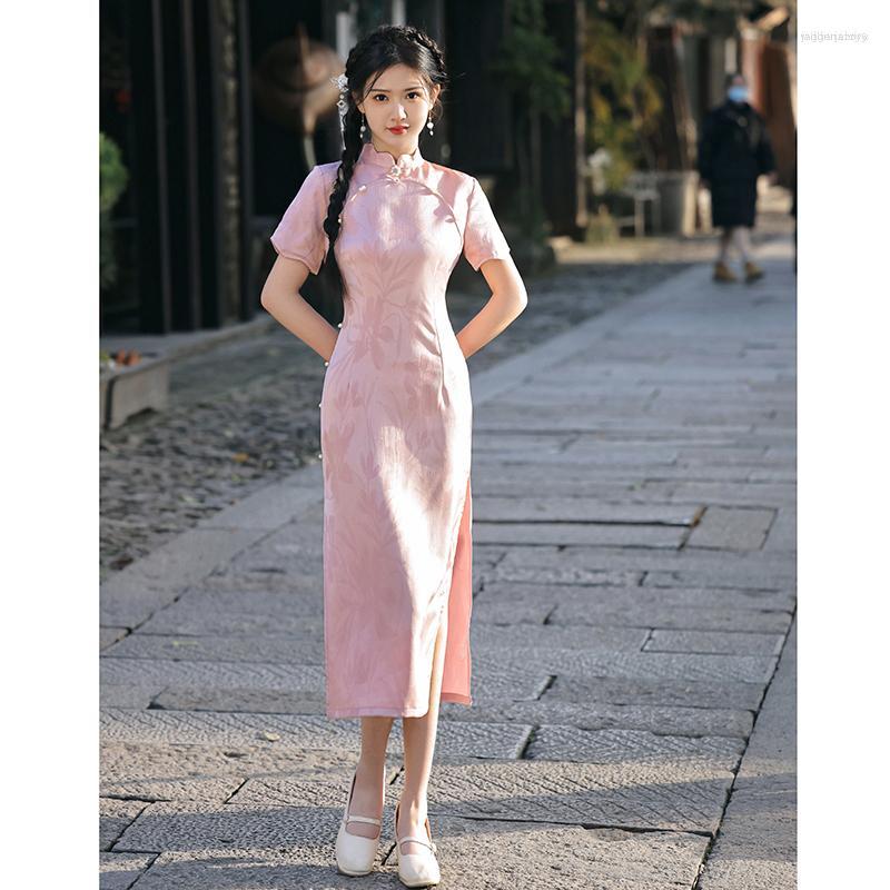 

Ethnic Clothing Chinese Traditional National Dress Qipao Modern High-end Fashion Long Summer Women Wear Skirt In Daily Life.