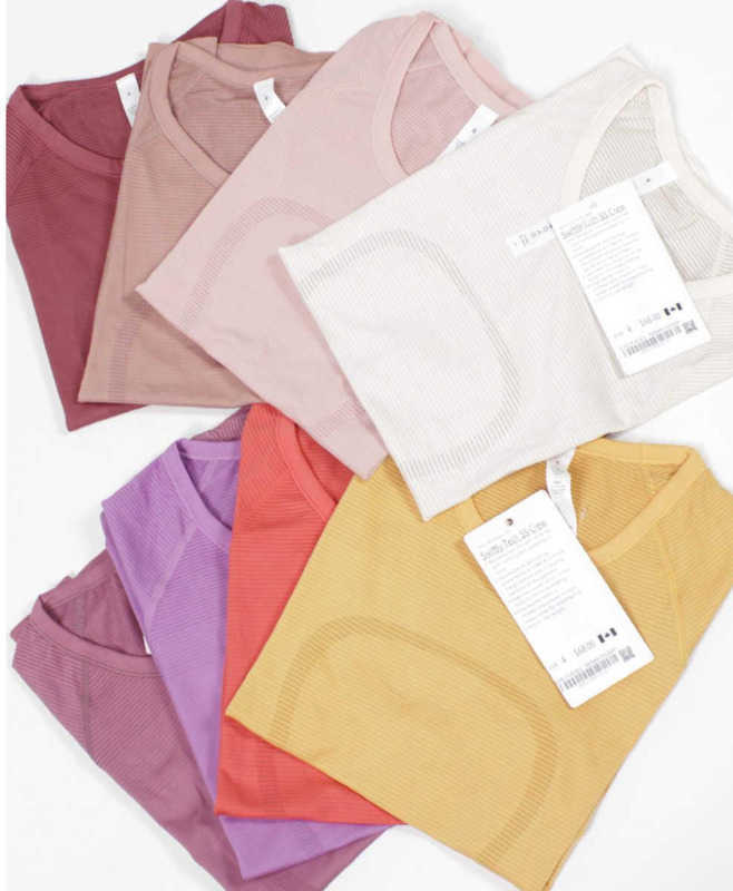 

2023 new Swiftly Women's Short Sleeved Seamless Yoga Top T-shirt Slim Fit Light Fast Dry Sports Shirt Wicking Knit Breathable, Lu2. 0 short sleeve - orange