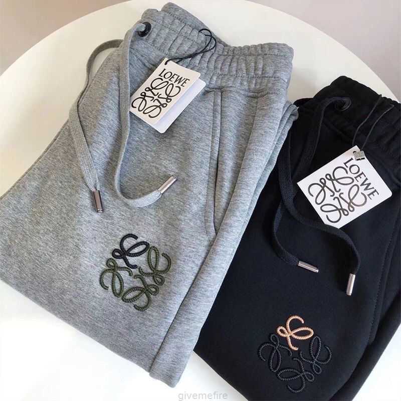 

Designer Fashion Clothing Casual Pant Loewe Autumn New Fashion Brand Pants Embroidered Terry Men and Womens Casual Sports Leggings Harun Pants Streetwear Jogger Tr, Black terry spring and autumn style