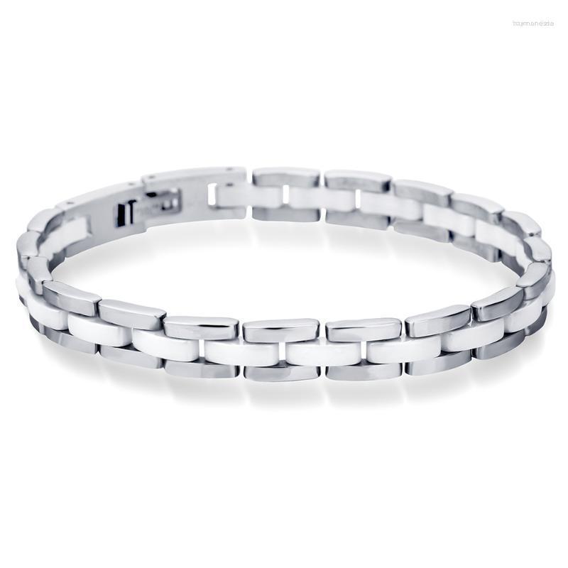 

Link Bracelets Chain 20cm White Ceramic Bracelet Bangle Stainless Steel Women And Men JewelryLinkLink Raym22