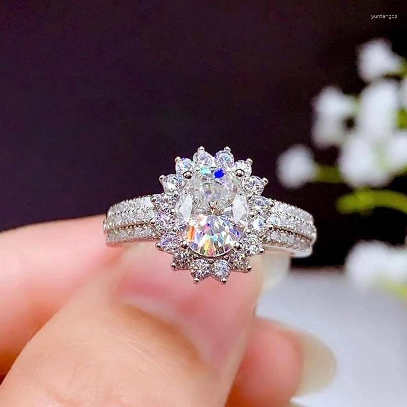 

Wedding Rings Oval Cut White Cubic Zirconia Flower Shaped Engagement For Women Party Jewelry