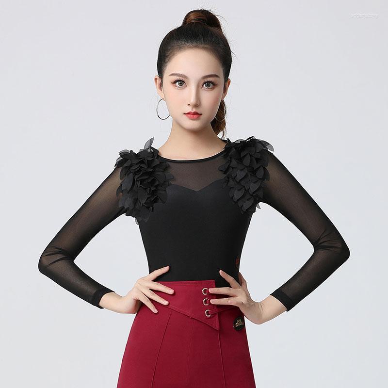 

Stage Wear 2012 Purple Black Latin Dance Clothes Women Waltz Tops Sexy Ballroom Leotard Long Sleeves Modern Bodysuit Dancewear