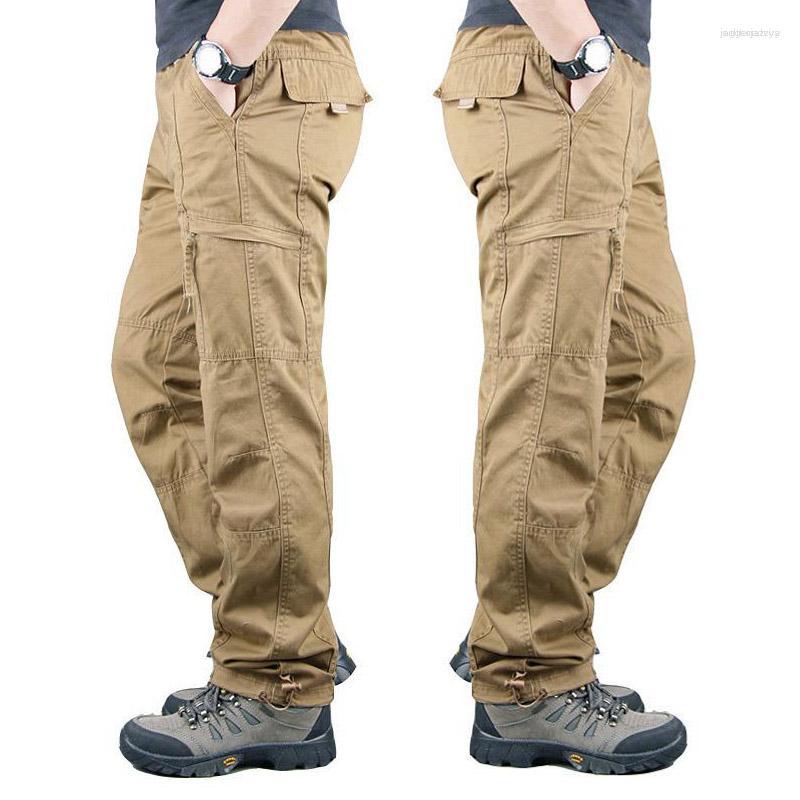 

Men's Pants Men's Men's Cargo Side Pocket Zipper Loose Overalls Outdoor Mountaineering Fishing Recreational Sports Jogging Trousers, J16khaki