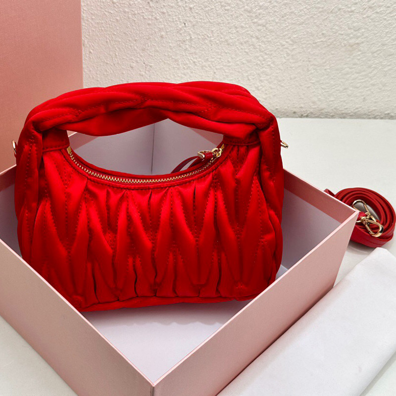 

Designer cross body Wander mini hobo bag nappa leather Wrinkled totes luxurys shoulder bags crossbody designers purses luxury handbag for woman fashion hobos, Red