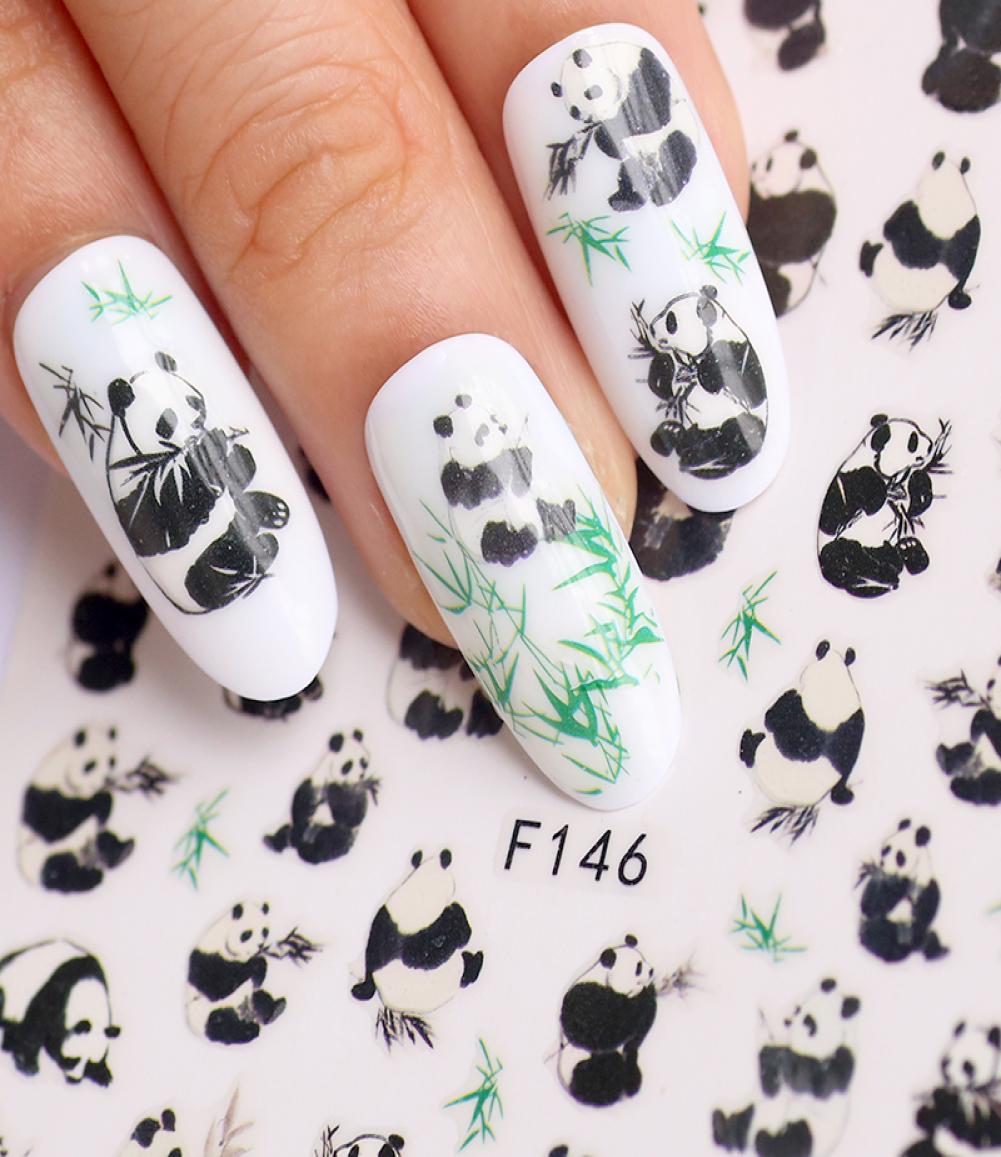 

Stickers Decals 1pcs 3D Super Thin Nail Tips Art Adhesive Manicure Decoration Panda Bamboo Wraps F1465272410, Light yellow
