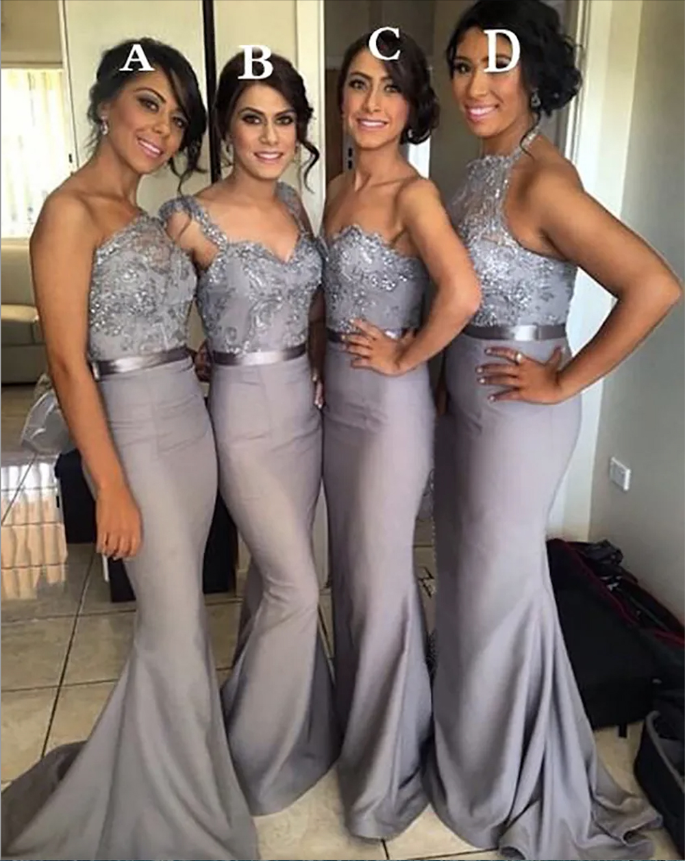 

2023 Cheap Dark Grey Mermaid Bridesmaid Dresses Sparkly Beaded Top Country Maid of Honor Wedding Guest Gowns Formal Prom Party Dress