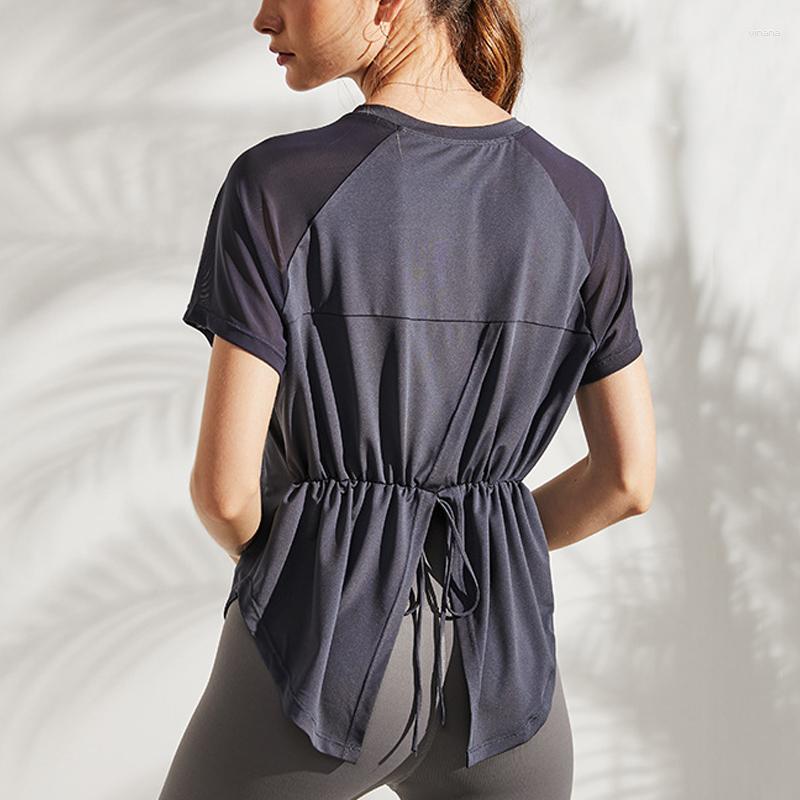 

Active Shirts Women Loose Fit Sports Top T Shirt Flowy Tee Sport Femme Wicking Athletic Hem Tunic Exercise T-shirts, Black