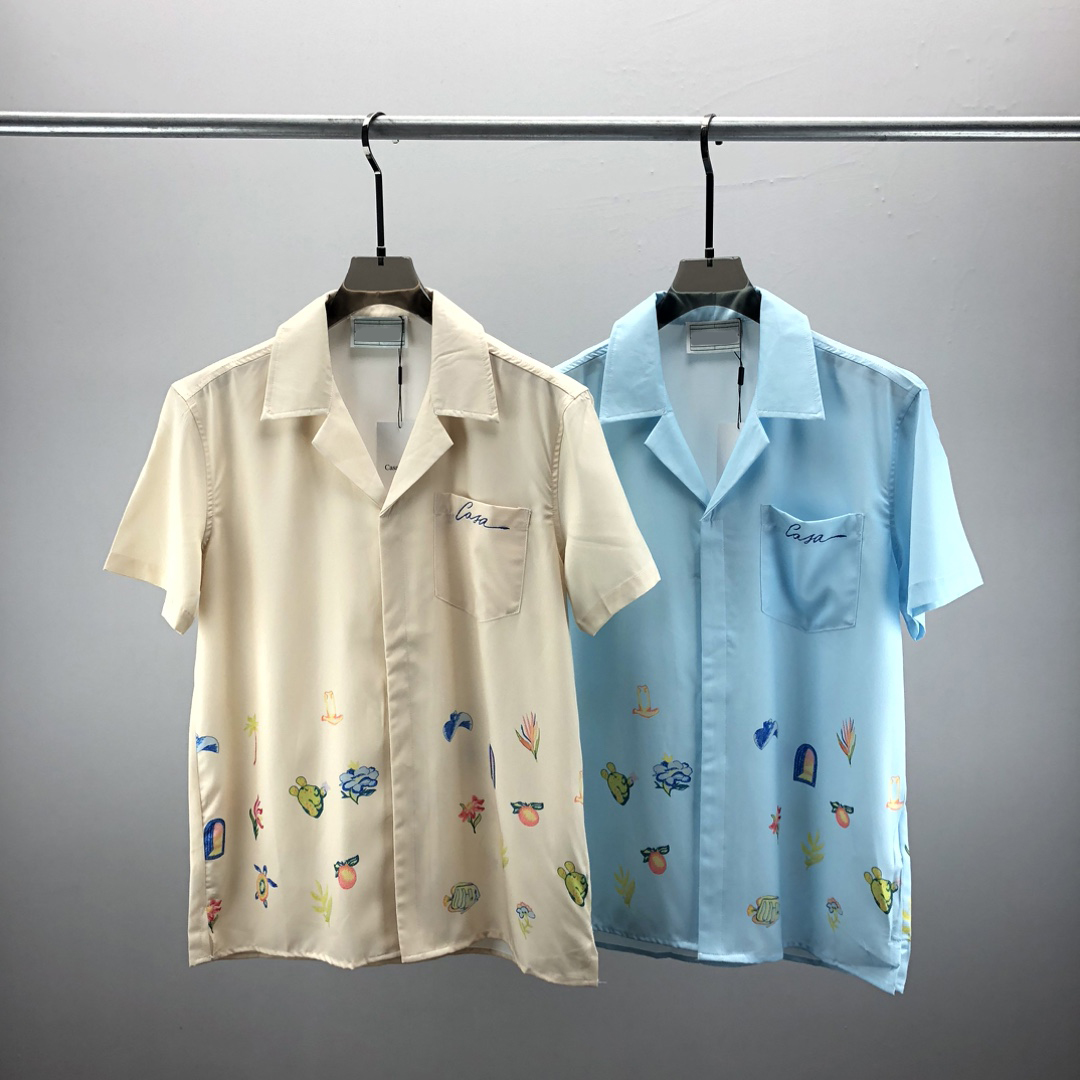 

Men's designer shirt summer short sleeve casual button up shirt printed bowling shirt beach style breathable T-shirt clothing #309