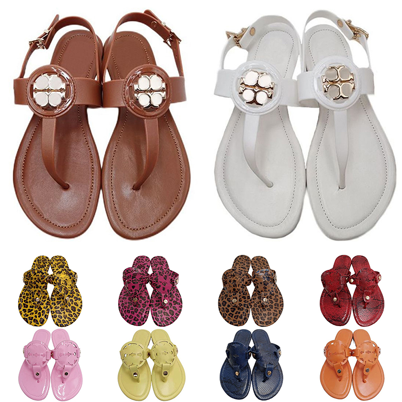 

luxury designer miller metallic flat leather sandals slides women slippers white black pink womens fashion rubber sole slipper, # 20