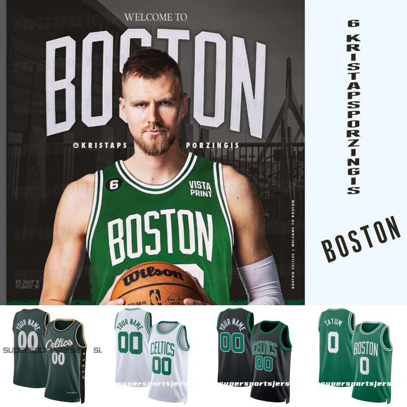 

6 KRISTAPS PORZINGIS Basketball Jerseys Stitched Custom "Boston''Celtics' 2023 City 0 Jayson Tatum Jaylen 7 Brown 6 Russell 44 Williams III Al Horford Marcus Smart, Black