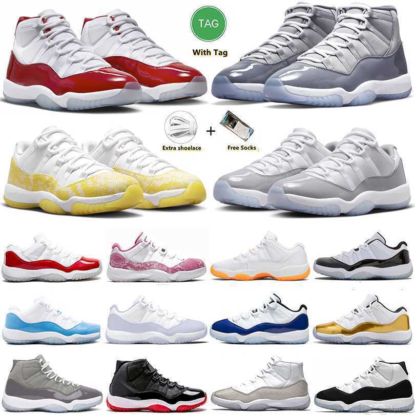 

Jumpman 11 11s Basketball Shoes Yellow Snakeskin Cement Grey Cherry DMP Cool Bred Cap and Gown Concord Gamma Blue Varsity Red Chicago Sneakers for Men Women, Item#11