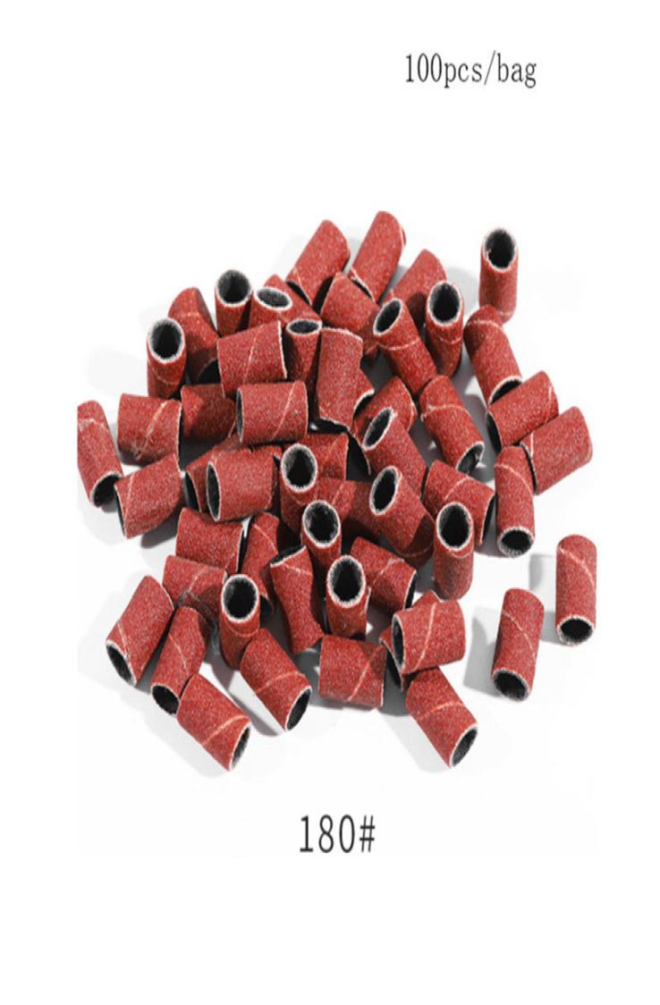 

NAD002 100pcs Mounted Cylindrical Grinding round Heads Abrasive Sleeves Sanding Bands For Nail Drill bites Manicure Tools1723258